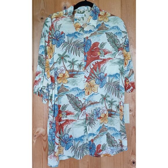 VTG Pierre Cardin Floral Cabana Shirt Men's L Tropical Pattern Hawaiian Beach - Picture 3 of 5